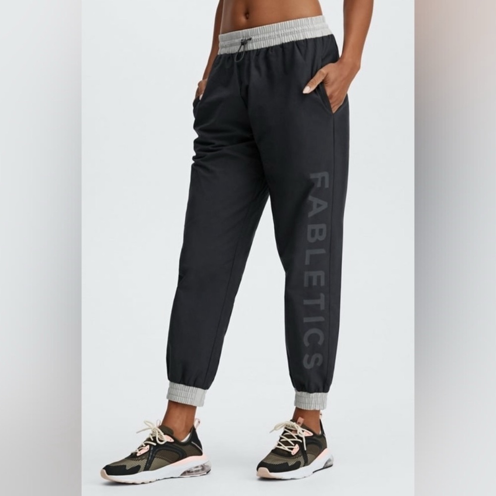 Fabletics Black Pants with Gray Accents